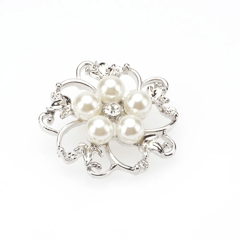 Custom Women Small Flower Brooch Pins Round Retro Jewelry Pin Bouquet Crystal Cheap Pearl Rhinestone Brooches Wholesale