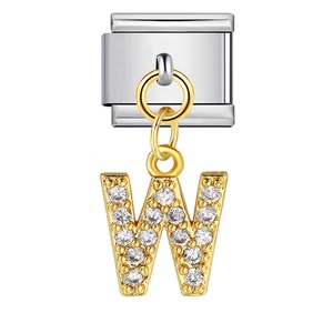 Breloques modulaires italiennes en acier inoxydable avec lettres A-Z en strass et cristaux suspendus pour bracelet Nomination - Product Image 6