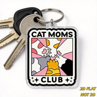 Porte-clés en acrylique Cat Moms Club, design original patte de chat, résistant aux rayures, anneau fendu argenté
