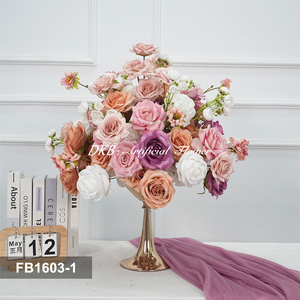 DKB Artificial Silk Rose Flower Ball Wedding Centerpiece Realistic Purple Pink Blush <b>Table</b> <b>Decoration</b> - Product Image 3