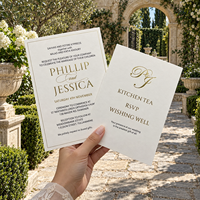 Cartes d'invitation personnalisées en papier d'art ivoire avec dorure à chaud pour cérémonie de jardin, vente en gros, fabricant OEM, fournisseur d'usine, papeterie de mariage