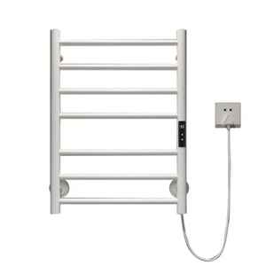 Sèche-serviettes intelligent, chauffe-serviettes électrique à 8 barres courbes, 102W, montage mural, acier inoxydable 304 poli miroir - Product Image 1