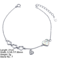 Nouveau Bracelet Chaîne Ajustable en Argent Sterling 925 avec Breloque Cœur Tendance pour Femme et Fille – Cadeau Bijoux Fins Personnalisés