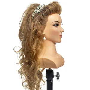 JO6 Cosmetology 100% Human Hair Salon Practice Hairdresser Training Head Mannequin Dummy Doll Head With Shoulder