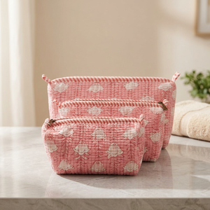 Juego de 3 Bolsas Acolchadas de Lujo Personalizadas, Algodón Jaipur, Cierre de Cremallera Geométrico, para Bolsos, Organizador de Maquillaje, Estuche Cosmético, Moda - Product Image 6