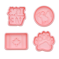 Moule à biscuits en plastique série animaux, feuille d'érable canadienne 3D, dessin animé DIY, cerf, argile, animation, imprimé, biscuits personnalisés