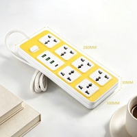 Stop Kontak Multifungsi Warna Kuning 6-Soket Universal dengan Port USB dan Saklar Utama untuk Kebutuhan Sehari-hari