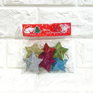 Ornements <span class=keywords><strong>de</strong></span> <span class=keywords><strong>Noël</strong></span> en forme d'étoile à cinq branches dorée scintillante <span class=keywords><strong>de</strong></span> 5 cm, pendentif pentagramme pour arbre <span class=keywords><strong>de</strong></span> <span class=keywords><strong>Noël</strong></span>, <span class=keywords><strong>décoration</strong></span> <span class=keywords><strong>de</strong></span> fête à domicile - Product Image 2