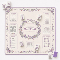 Tapis de jeu de mahjong de luxe violet avec motif papillon, réduction du bruit, en néoprène, avec sac de transport pour cadeaux