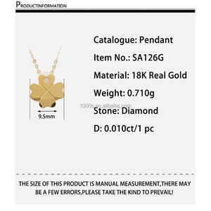 Collar con colgante de diamante de trébol de cuatro hojas de oro macizo de 18 quilates, joyería fina, collares de la suerte para regalo de niña - Product Image 4