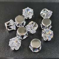 Kancing Premium Model 8MM OEM, Kristal Zirkon Putih Bulat, Model Enam Cakar Berlian, untuk Pakaian, Sepatu, Tas