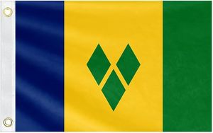 Drapeau de <span class=keywords><strong>la</strong></span> Sainte-<span class=keywords><strong>Vincentienne</strong></span> et des Grenadines, petit drapeau marin Vincentien aux couleurs vives, bannière avec 2 œillets en laiton à l'extérieur - Product Image 4