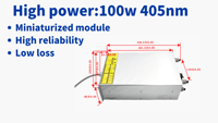 Module laser à fibre UV haute puissance 405 nm 100 W, machine d'exposition LDI, module laser à fibre UV SMF