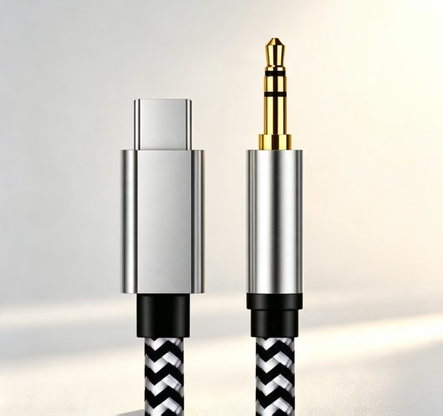 Braided USB C to 3.5mm Jack Cable with Mic for Gaming Recording