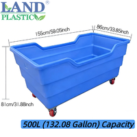 Chariot de blanchisserie commercial 500L, écologique, en plastique lavable, avec roulettes silencieuses pour hôtels, hôpitaux et vêtements