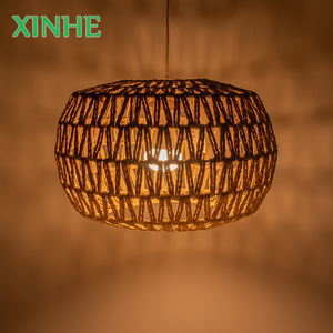 XH Rattan vimini ciondolo <span class=keywords><strong>paralume</strong></span> <span class=keywords><strong>corda</strong></span> di carta tessuta <span class=keywords><strong>paralume</strong></span> rotondo - Product Image 1