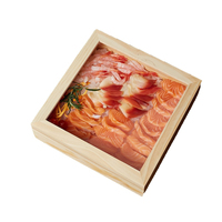 Scatole per Sushi in Legno Monouso all'Ingrosso, Contenitori per Sashimi in Stile Giapponese con Coperchio Trasparente, Scatole per Imballaggio Alimentare