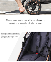 Poussette pliable de luxe 3 en 1 en acier inoxydable légère et portable pour enfants, fournie par le fabricant