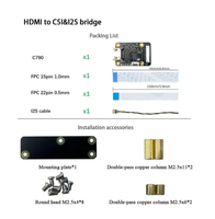 Carte AUDIO C790 1080P 60Fps Pikvm Kvm avec alimentation de secours pour Raspberry Pi HD-MI vers adaptateur CSI-2 & I2S