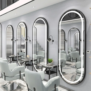 Grands miroirs dorés sur toute la longueur Equipement de salon de coiffure avec lumière LED pour meubles de salon Miroir de coiffure - Product Image 1