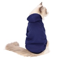 À la mode bleu britannique court chat petit chien de taille moyenne Teddy à capuche polaire sweat pour animaux de compagnie hiver approvisionnement transfrontalier solide