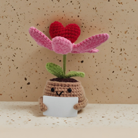 Tricoté à la main énergie positive vert plante en pot ornement crocheté Imitation fleur pomme de terre poupée tricoté fleurs artificielles