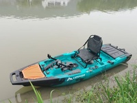 Kayak de pêche modulaire à deux sections de 2,8 m pour 1 personne avec propulsion à pédales ou moteur, coque en HDPE PE légère pour les sports nautiques et les excursions