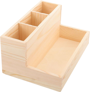 Small Wooden Double Drawer Pine Desktop Organizer Durable Natural Wood <b>Storage</b> Perfect For Office <b>Supplies</b> Jewelry - Product Image 6