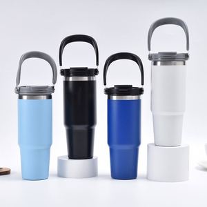 Portable <b>Stainless</b> <b>Steel</b> Travel Water Bottle Wholesale <b>Bulk</b> <b>20oz</b> 30oz <b>Tumbler</b> with Straw Leakproof Flip and Handle - Product Image 6