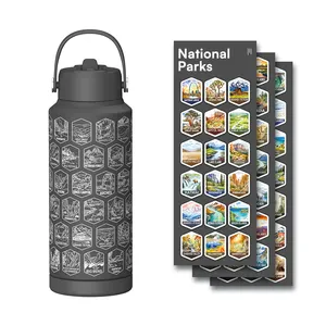Customized 32oz Water Bottle National Parks Of The USA Bucket List Travel Water Bottle With Waterproof Stickers And Straw