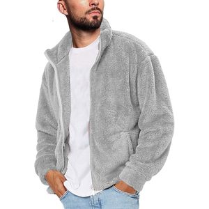 2025 chaqueta de Sherpa peluda de talla XS sostenible para hombre, cárdigan de manga larga con cremallera completa, abrigo térmico frontal abierto, prendas de vestir de otoño e invierno - Product Image 4