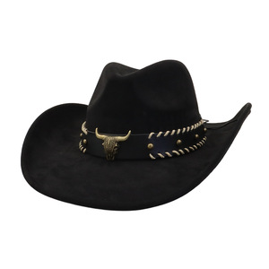 Chapeaux de cowboy occidentaux SU32, chapeaux de cowboy à large bord, chapeaux de cowboy unisexes en daim avec décoration de bande de tête de taureau pour l'extérieur - Product Image 2