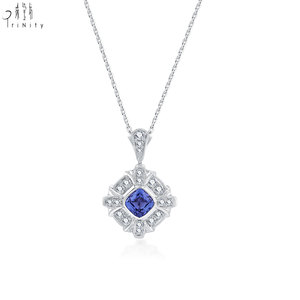 New Wholesale Export Sapphire Exquisite Pendant <b>Necklace</b> Jewelry 18K Solid White Gold Real Natural Diamonds Pendant <b>Necklace</b> - Product Image 1