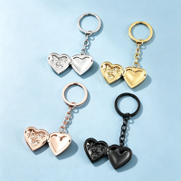 Ywyougang Porte-clés Cœur Rose 4 Couleurs, Médaillon Ouvrable avec Cadre Photo, Pendentif Amour en Acier Inoxydable, Cadeau