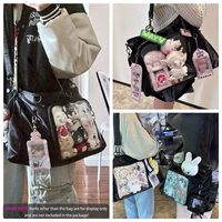 Anime lucu untuk Kpop Tote selempang bahu Messenger nilon tahan air 42x26cm tampilan Pin penutup ritsleting
