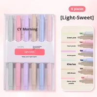 Stylo surligneur Chenyi CY-875 à double pointe, marqueur fluorescent, 6 couleurs, impression UV, taille normale, pour le bureau, l'école, surlignage des textes