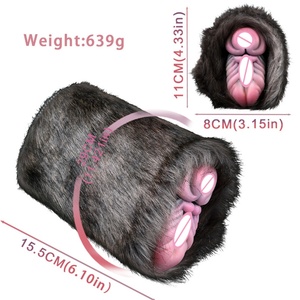 GEEBA Dual Channel Male <b>Masturbator</b> in Fur Fantasy Furry Soft Silicone Sex Toy for Men Realistic Vagina Penis Exerciser - Product Image 6