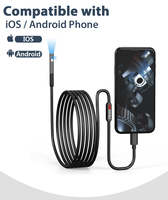 Caméra endoscopique HD 1080P 8mm à double/simple objectif 6 led fil dur USB type-c IOS IP67 étanche pour l'inspection des pipelines industrielles