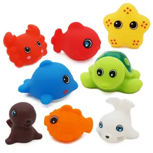Cartoon Toddler Soft Rubber Bathroom Shower Toy BPA Free Plastic PVC Baby Sea Animal Bath Toys