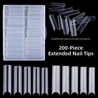 Faux ongles de luxe à couverture complète en gros, 24 pièces/boîte, longs carrés blancs style français, à presser, avec colle, marque privée, forme cercueil