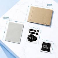 Kit de nettoyage professionnel jetable 3-en-1 pour protecteurs d'écran, sac kraft écologique, chiffon en microfibre suédée carré