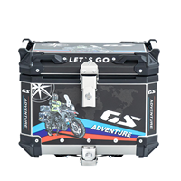 Boîte à bagages universelle pour moto 45L en acier inoxydable, style voyage mondial noir personnalisé, fournisseur OEM en gros