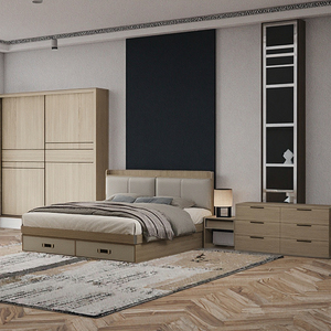 Set Camera <span class=keywords><strong>da</strong></span> Letto Moderno Convertibile in Legno per Hotel e Casa, Mobili con Letto Matrimoniale/King Size/Dimensioni Personalizzabili, 6 Cassetti per Camera <span class=keywords><strong>da</strong></span> Letto - Product Image 4