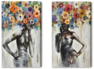Home Decor Kopf bedeckung Blume Afrikanische Frauen Ölgemälde Wand kunst Acrylmalerei Leinwand druck Leinwandbilder Leinwand drucke