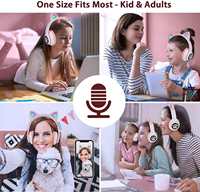 Casque audio TWS pour enfants, motif chat mignon, avec micro, lumière LED, sans fil, filaire, carte TF, Bluetooth, pour enfants