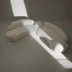 Canapé Courbé <span class=keywords><strong>en</strong></span> Tissu Crème Design - Salon Moderne Hôtel Familial - Combinaison Simple et Créative - Product Image 5