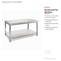 Table de travail double couche pour cuisine commerciale, plan de travail en acier inoxydable, comptoir de préparation, taille personnalisée pour restaurant