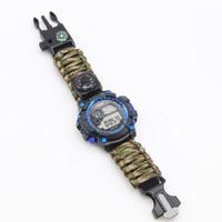 Jam Tangan Gelang Multifungsi 7 Dalam 1, Jam Tangan Gelang Tahan Air Bercahaya Dapat Disesuaikan dengan Kompas Peluit Termometer