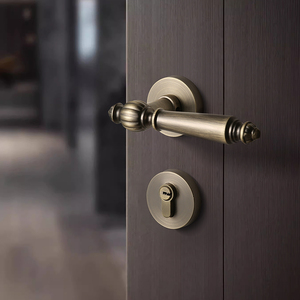 BAGB <strong>French</strong> Palace Style Antique Bronze Magnetic Silent Interior Door <strong>Lock</strong> with Sculpted Long Handle for Luxury Bedroom Doors - Product Image 6