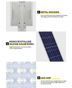 Farola Solar Integrada de Alta Potencia Todo en Uno, Farola Solar Impermeable IP65 para Exteriores, para Uso Industrial y Comercial - Product Image 3